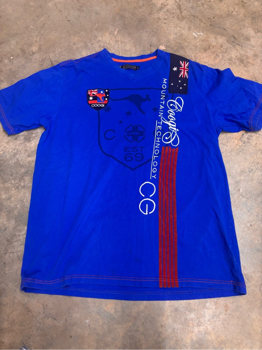 Vintage COOGI Australia Graphic T-Shirt Blue Mens 2XL Streetwear Blokecore